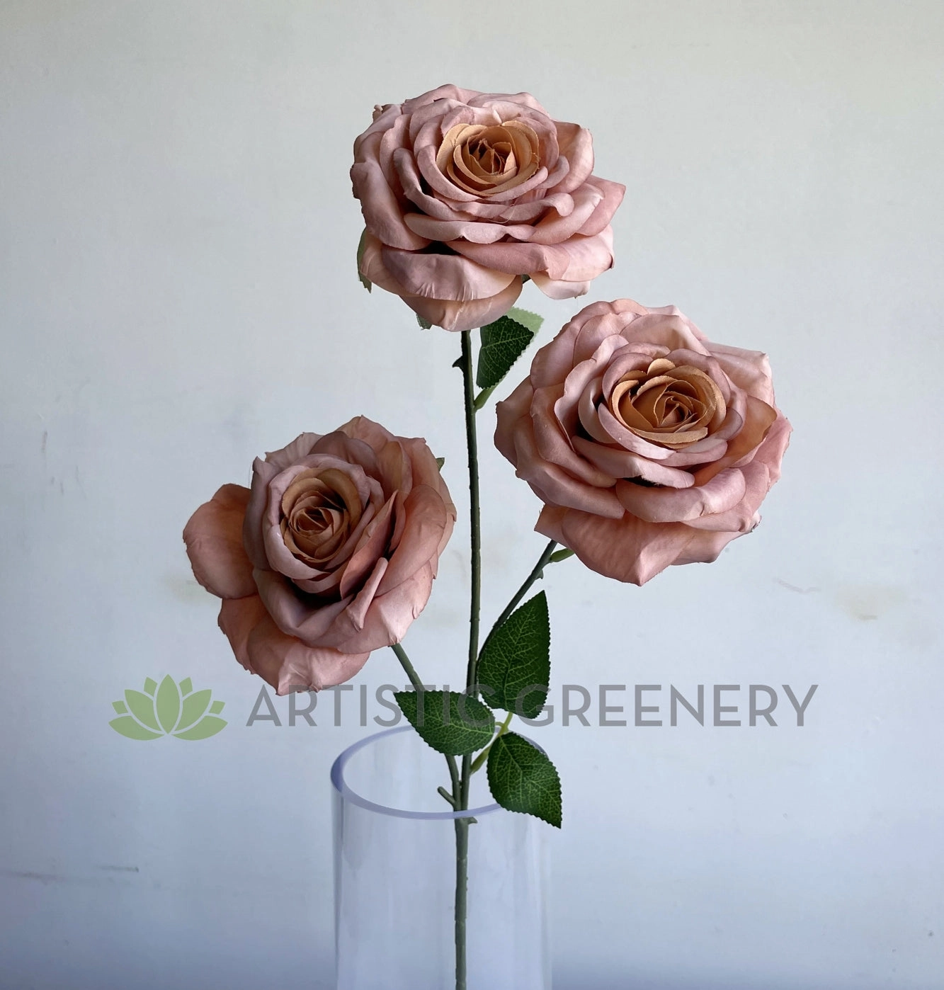 F0426 Garden Rose Spray 65cm Dusty Pink