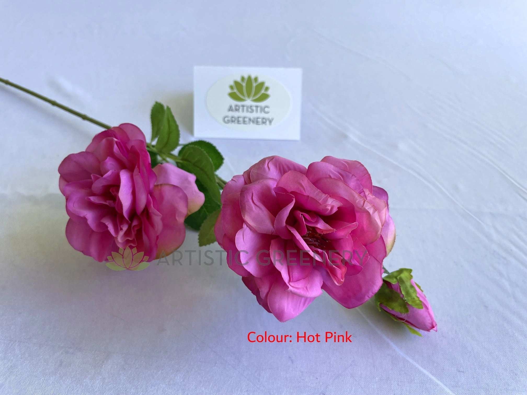 F0427 Amelia / Garden Rose Spray 64cm Pink & White / Hot Pink / Baby Pink
