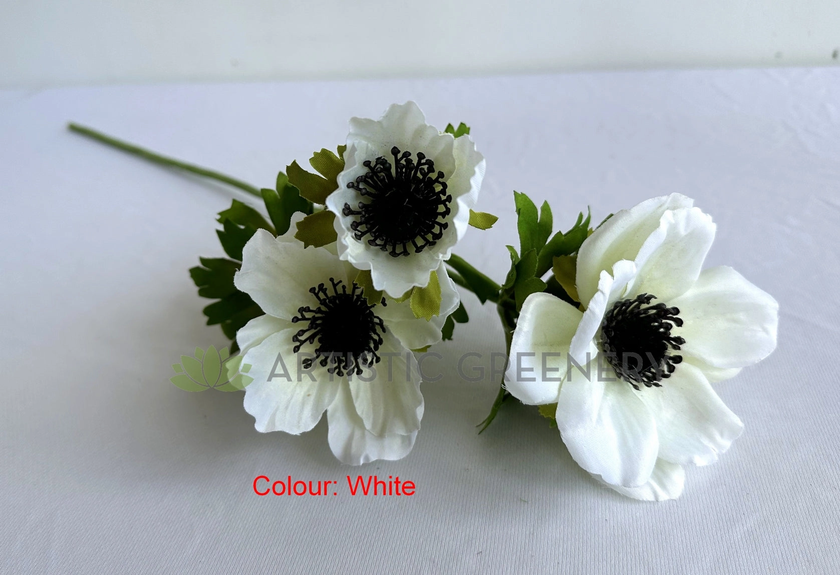 F0428 Anemone Spray 58cm Blue / White
