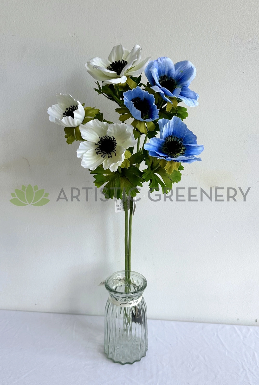 F0428 Anemone Spray 58cm Blue / White