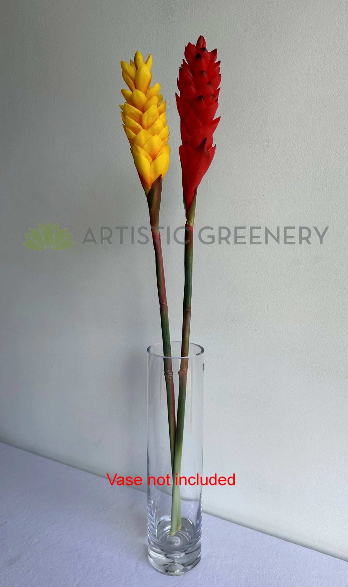F0440 Aphelandra / Ginger Flower (Bromelia Flowers) 80cm Yellow / Red