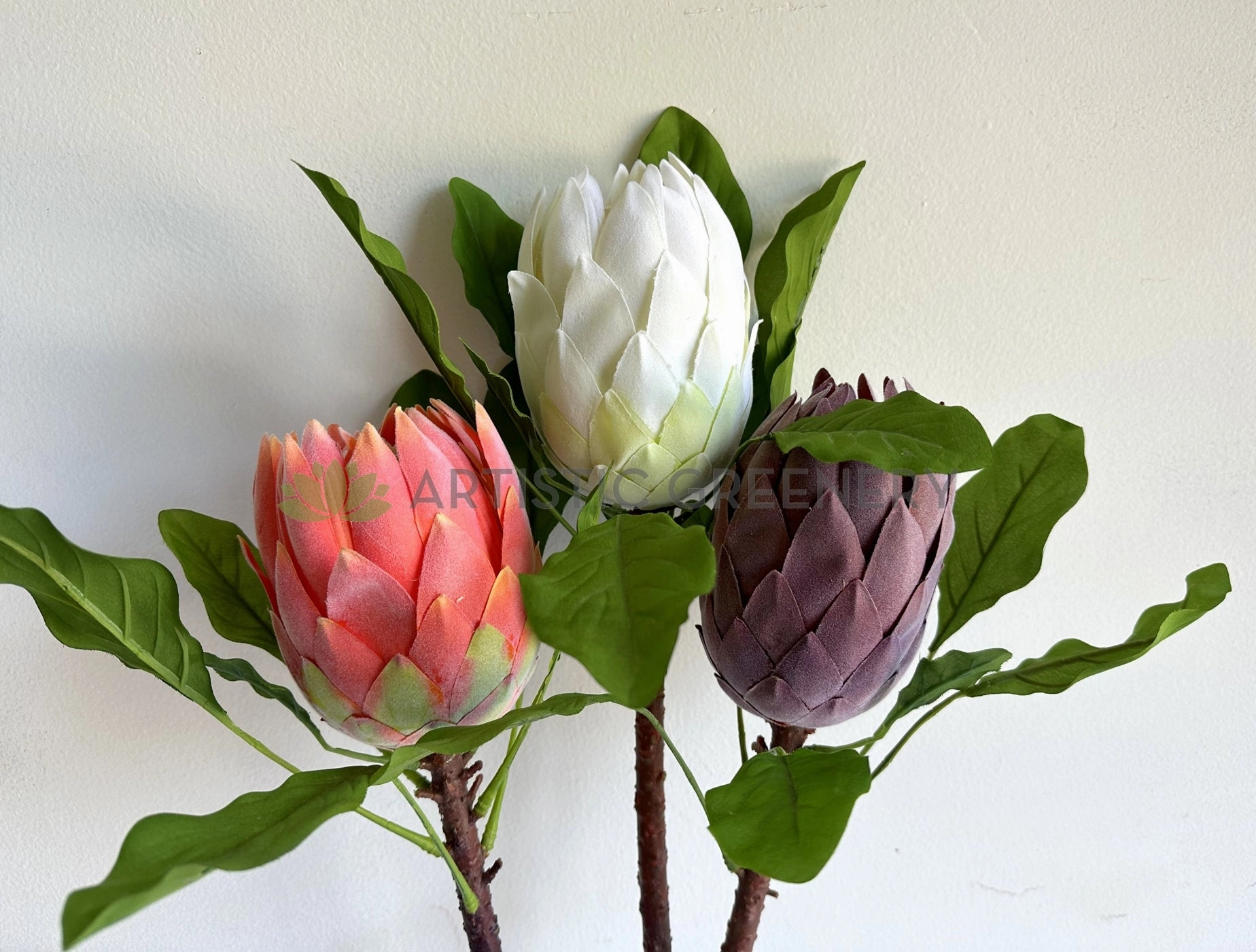 F0444 King Protea 65cm Red / White / Mauve