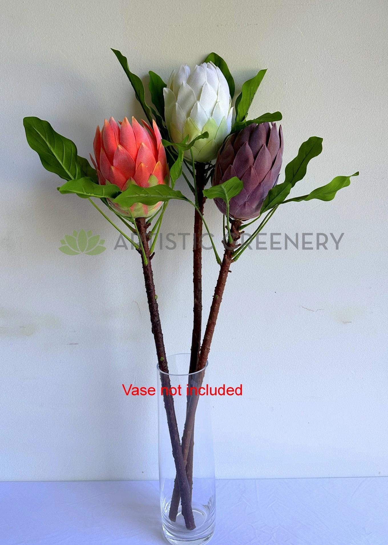 F0444 King Protea 65cm Red / White / Mauve