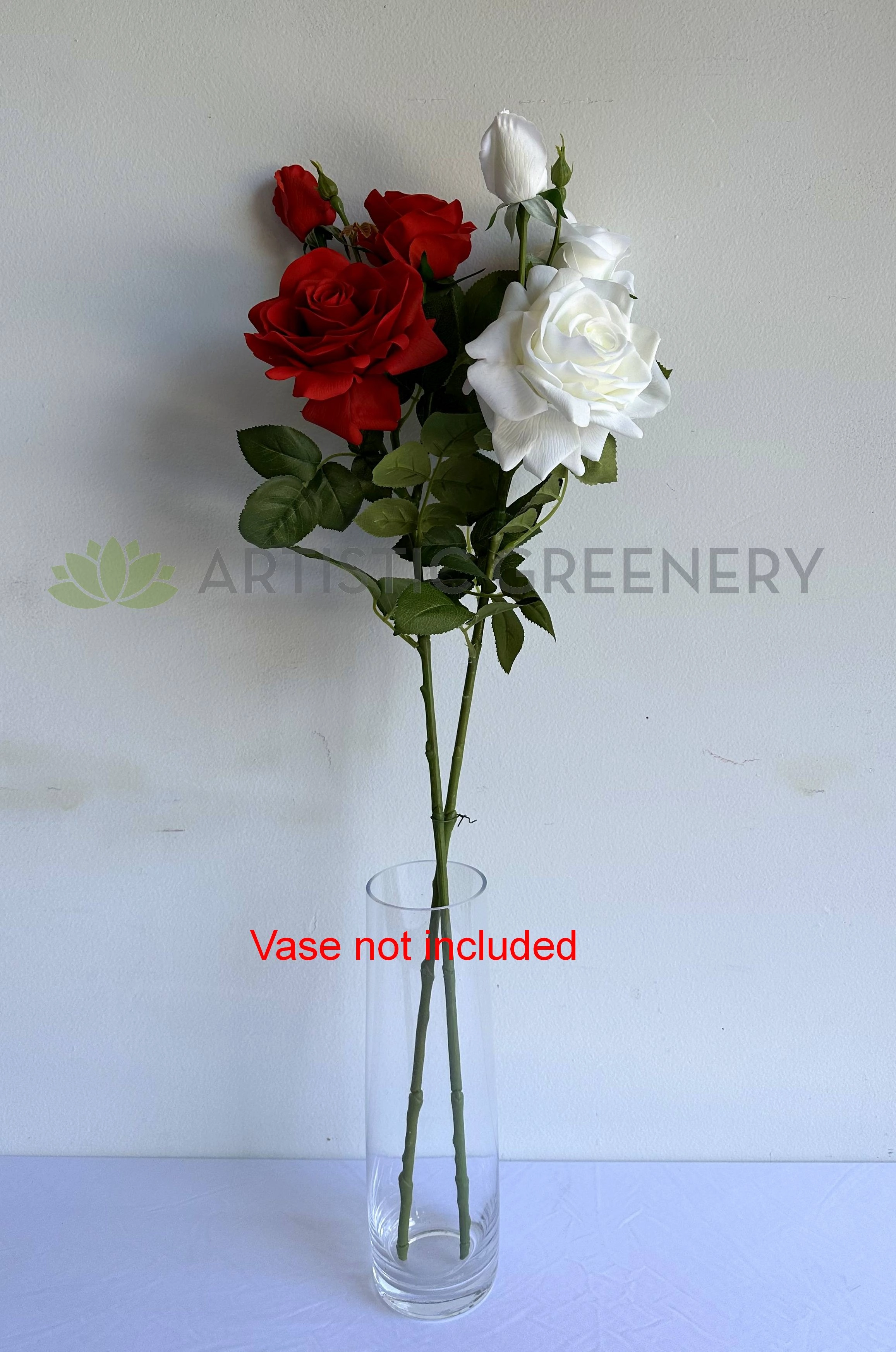 F0447 Latex Rose Spray 77cm Red / White
