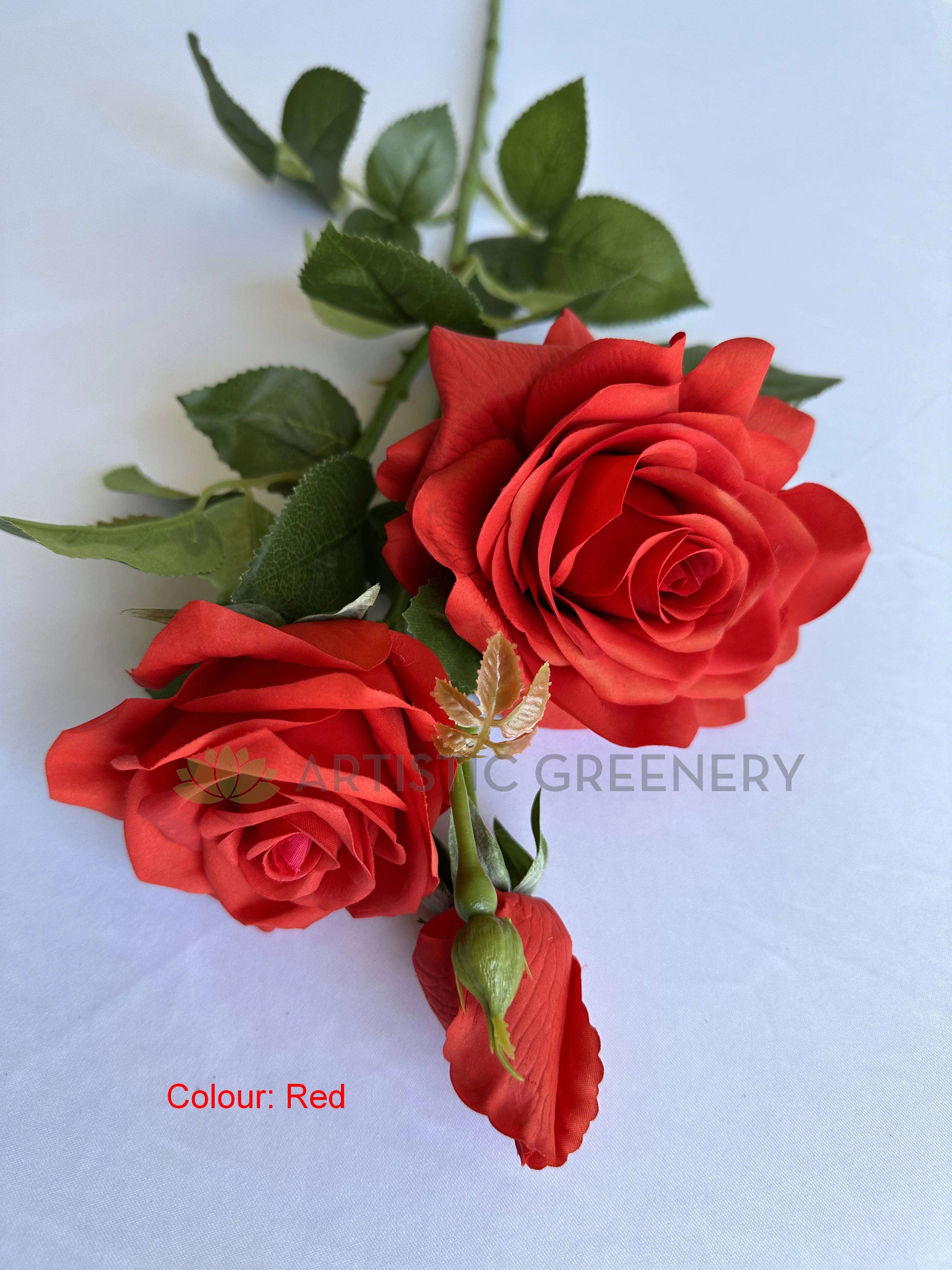 F0447 Latex Rose Spray 77cm Red / White