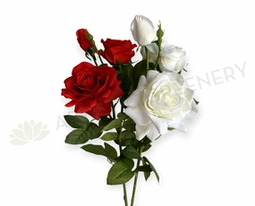F0447 Latex Rose Spray 77cm Red / White indoor houseplants  