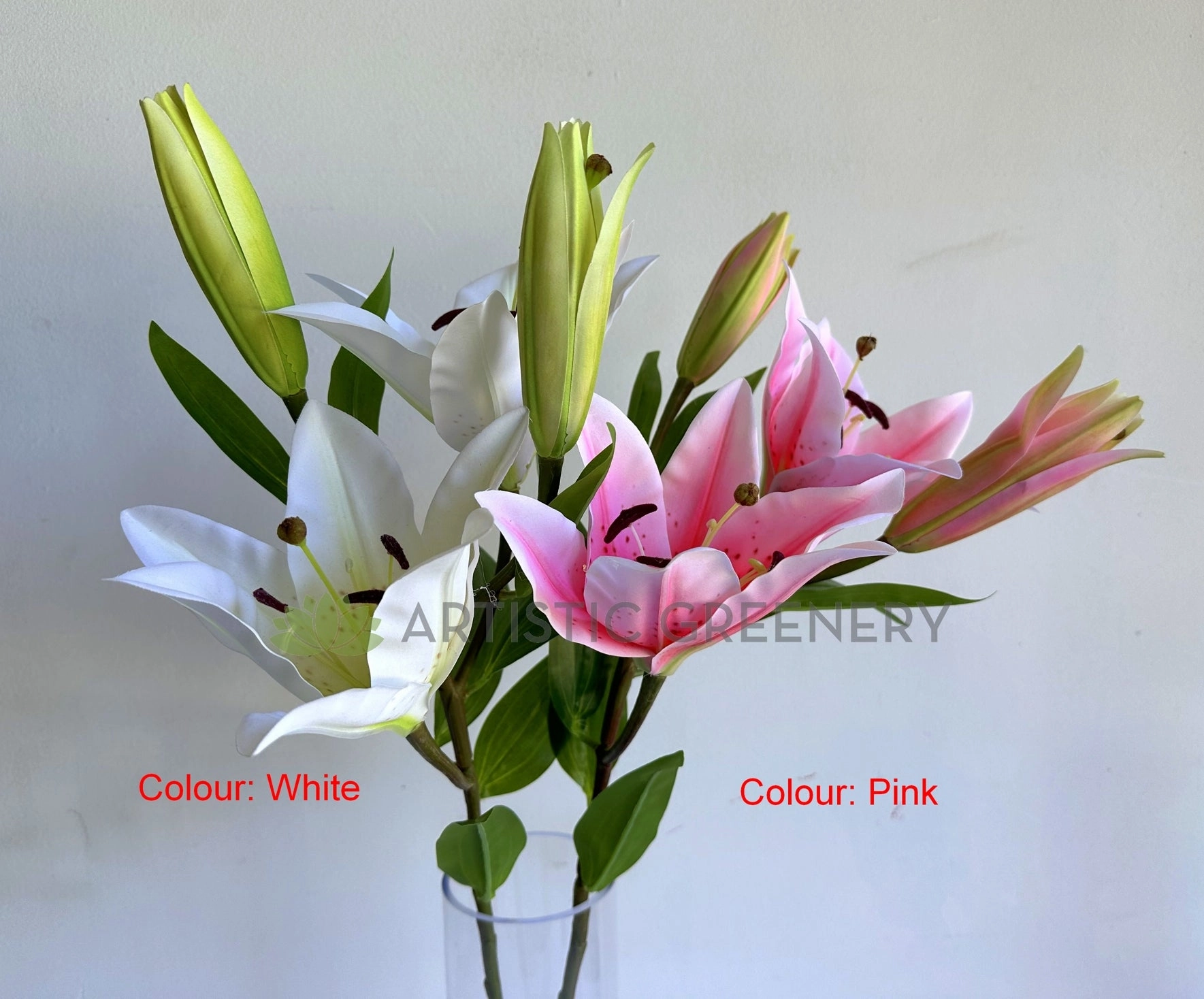 F0455 Lily Spray 79cm White / Pink