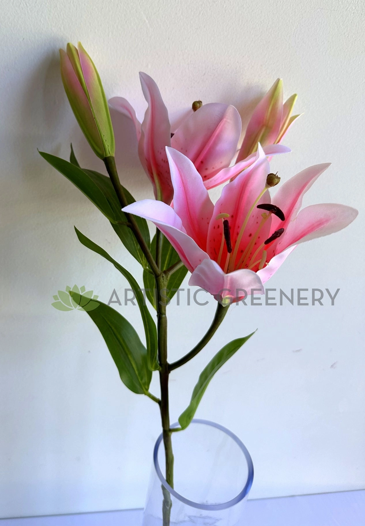 F0455 Lily Spray 79cm White / Pink