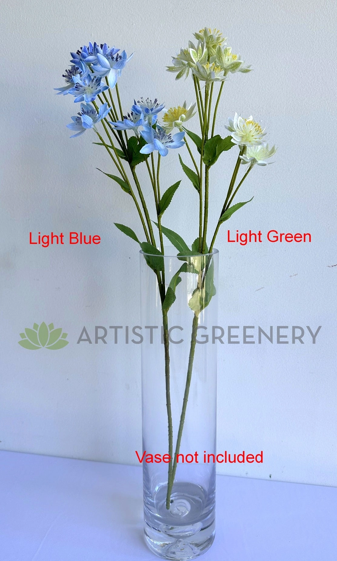 F0456 Astrantia / Blushing Bride Spray 61cm Light Blue / Light Green