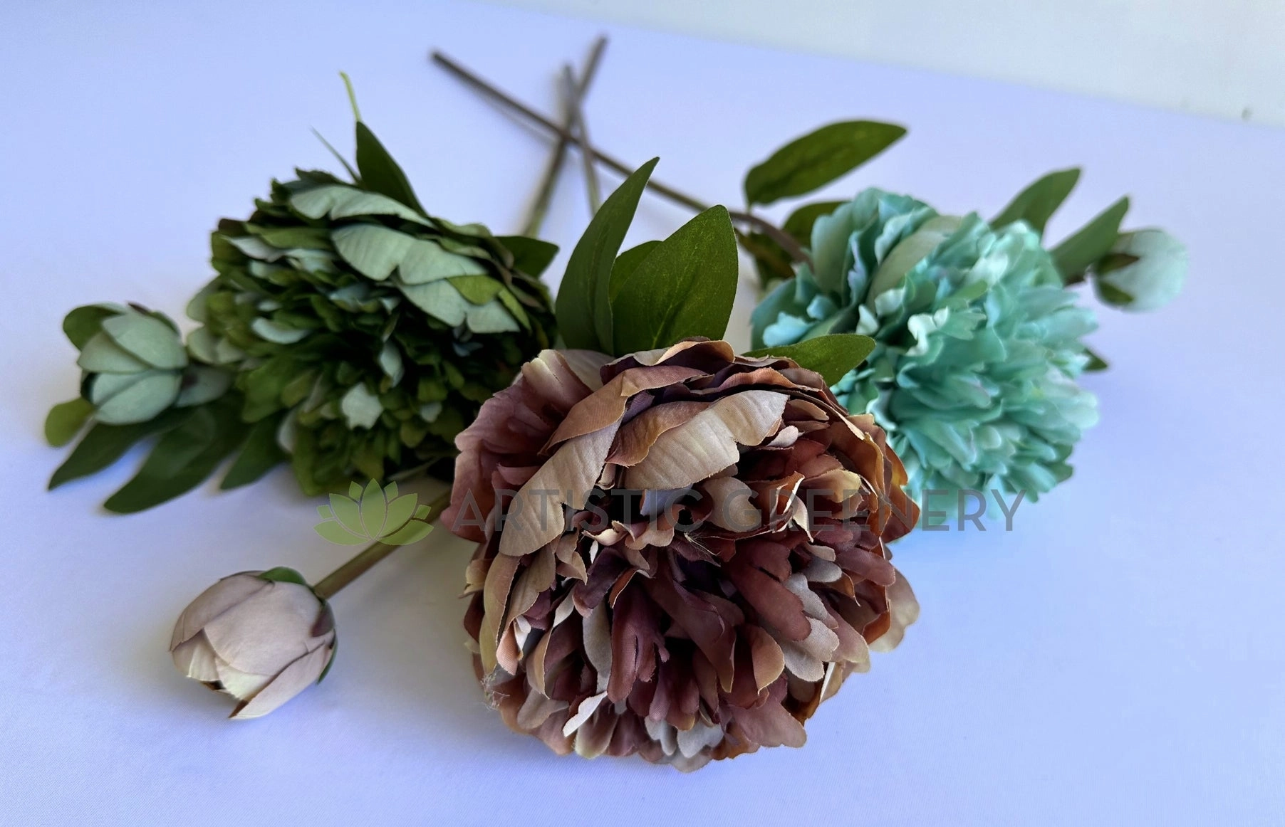F0459 Rustic Peony Spray 58cm 3 Colours