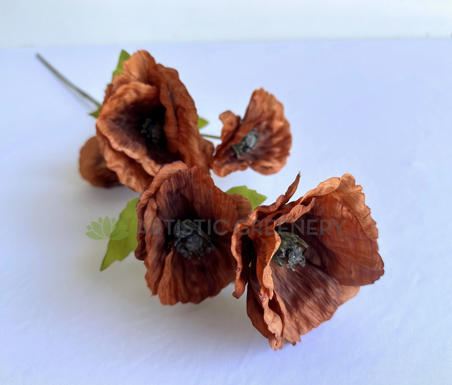 F0462-S92 Rustic Brown Poppy Spray 78cm