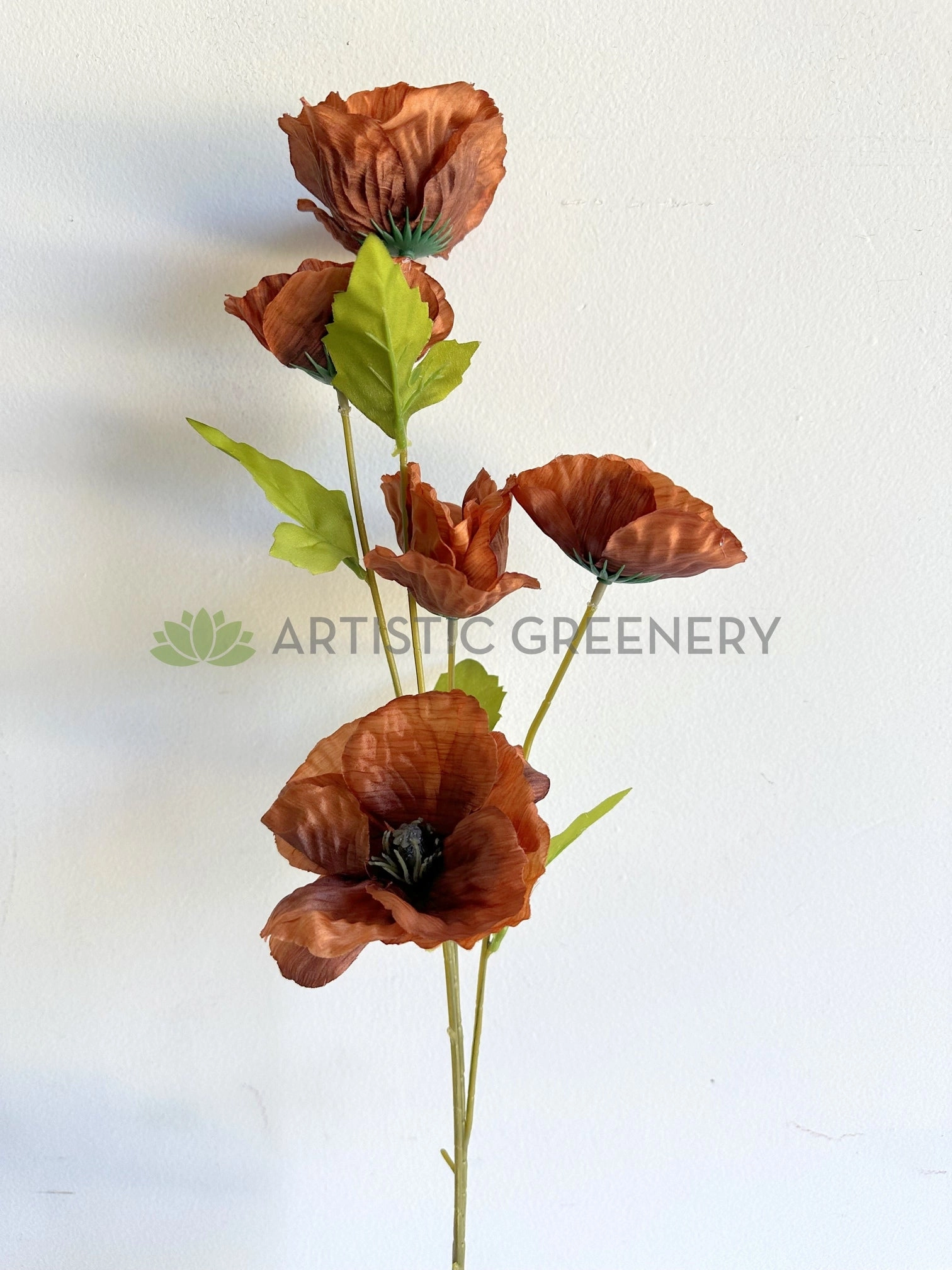 F0462-S92 Rustic Brown Poppy Spray 78cm
