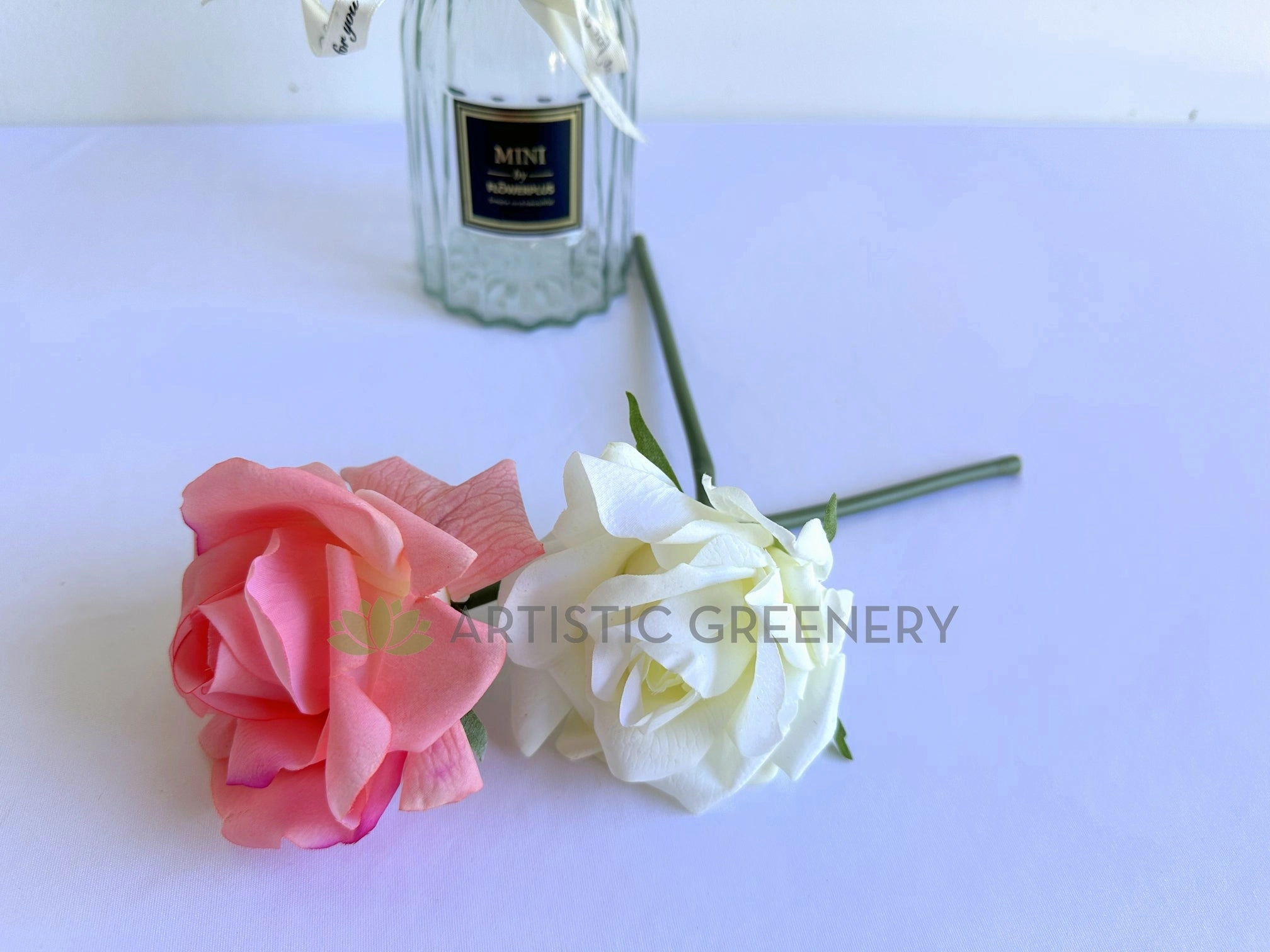 F0471 Single Latex Rose (10cm Dia) 26cm Pink / White