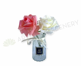 F0471 Single Latex Rose (10cm Dia) 26cm Pink / White outdoor greenery  