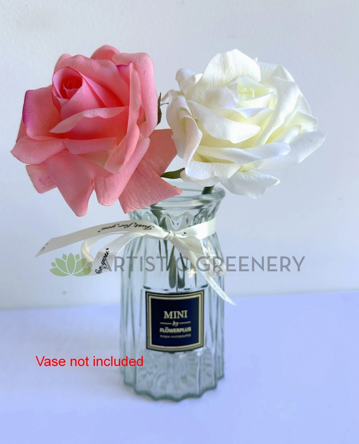 F0471 Single Latex Rose (10cm Dia) 26cm Pink / White