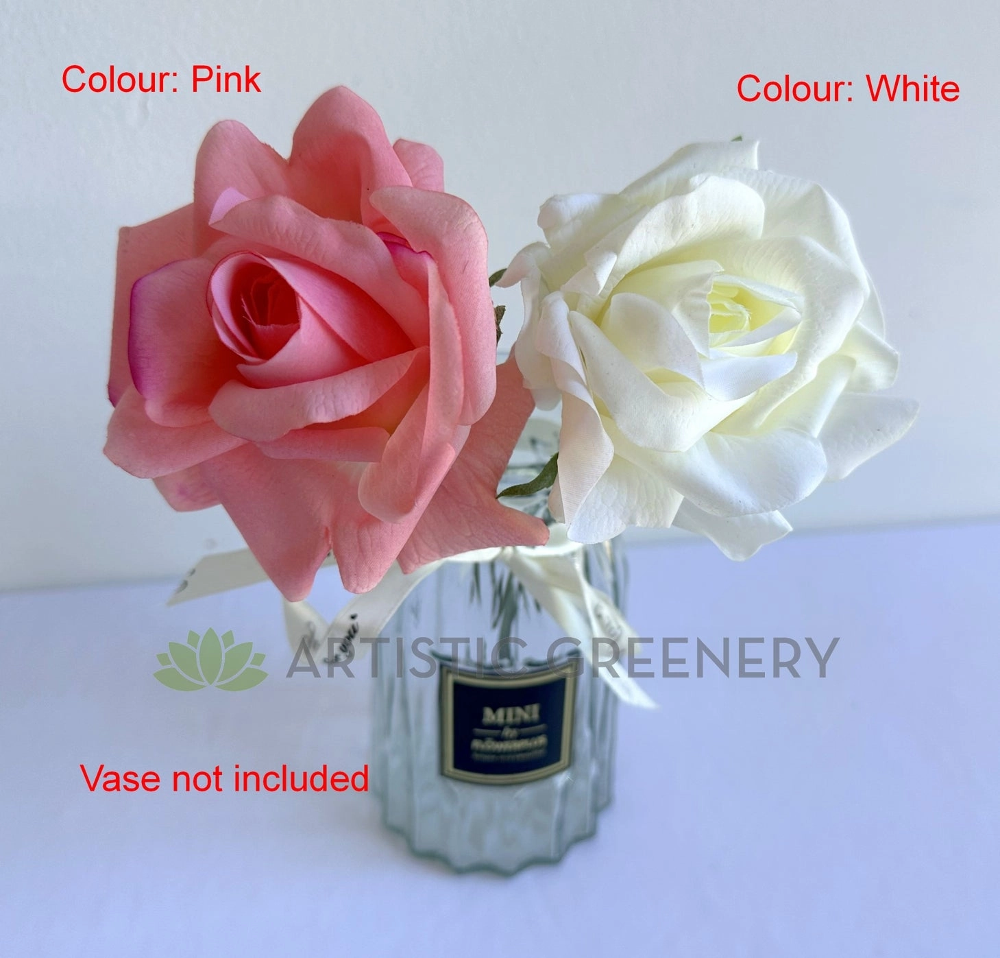 F0471 Single Latex Rose (10cm Dia) 26cm Pink / White