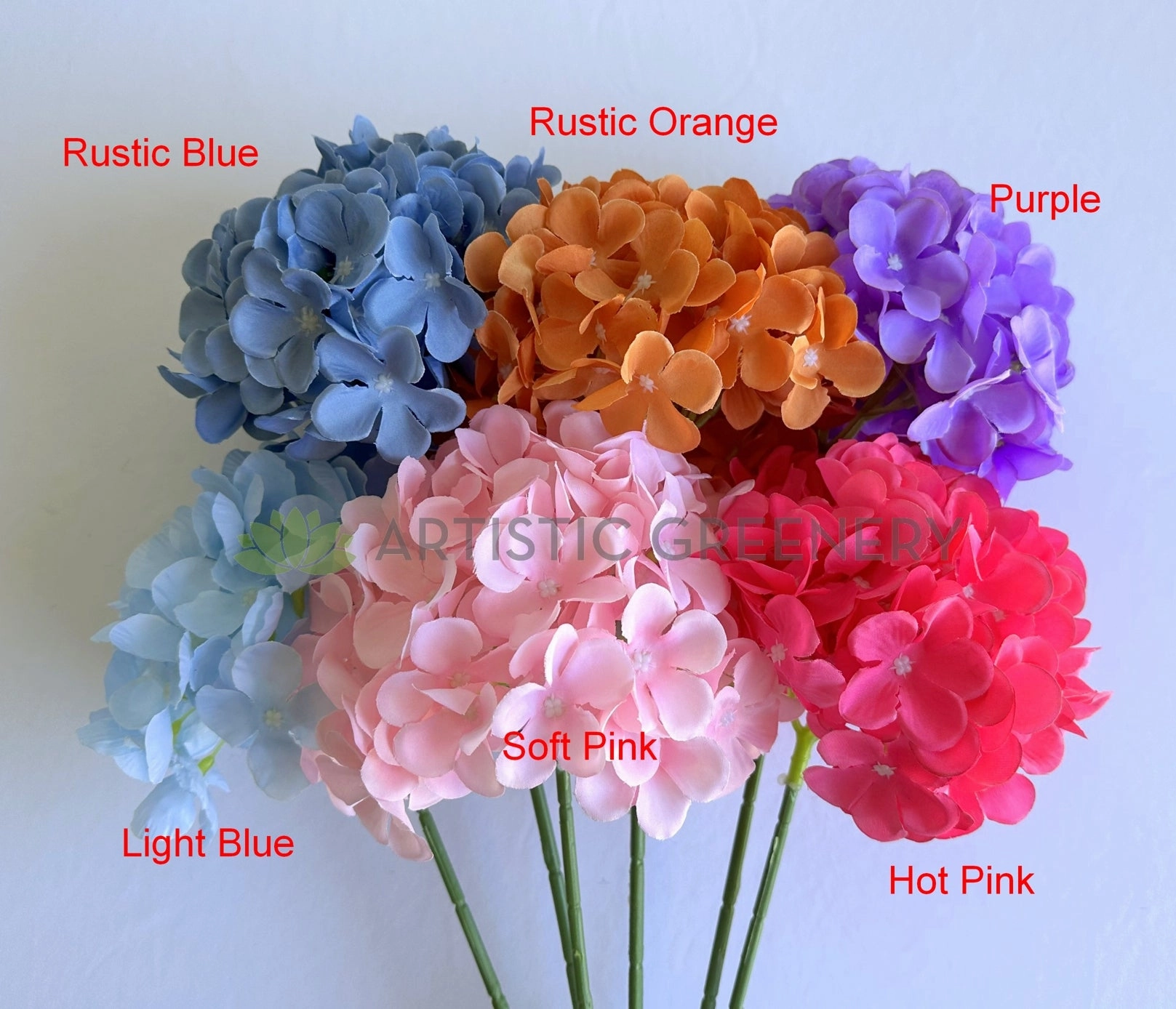 F0472 Hydrangea Single Stem 67cm (17cm Dia) Avail in 6 Colours
