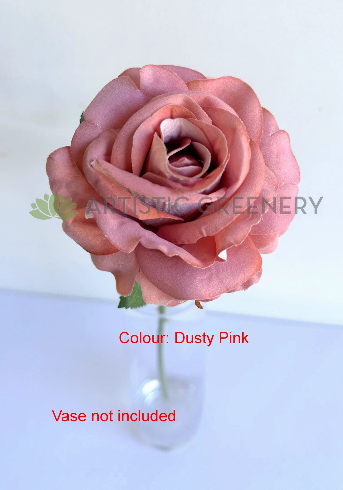 F0476 Velvet Rose Stem 51cm Dusty Pink / Red
