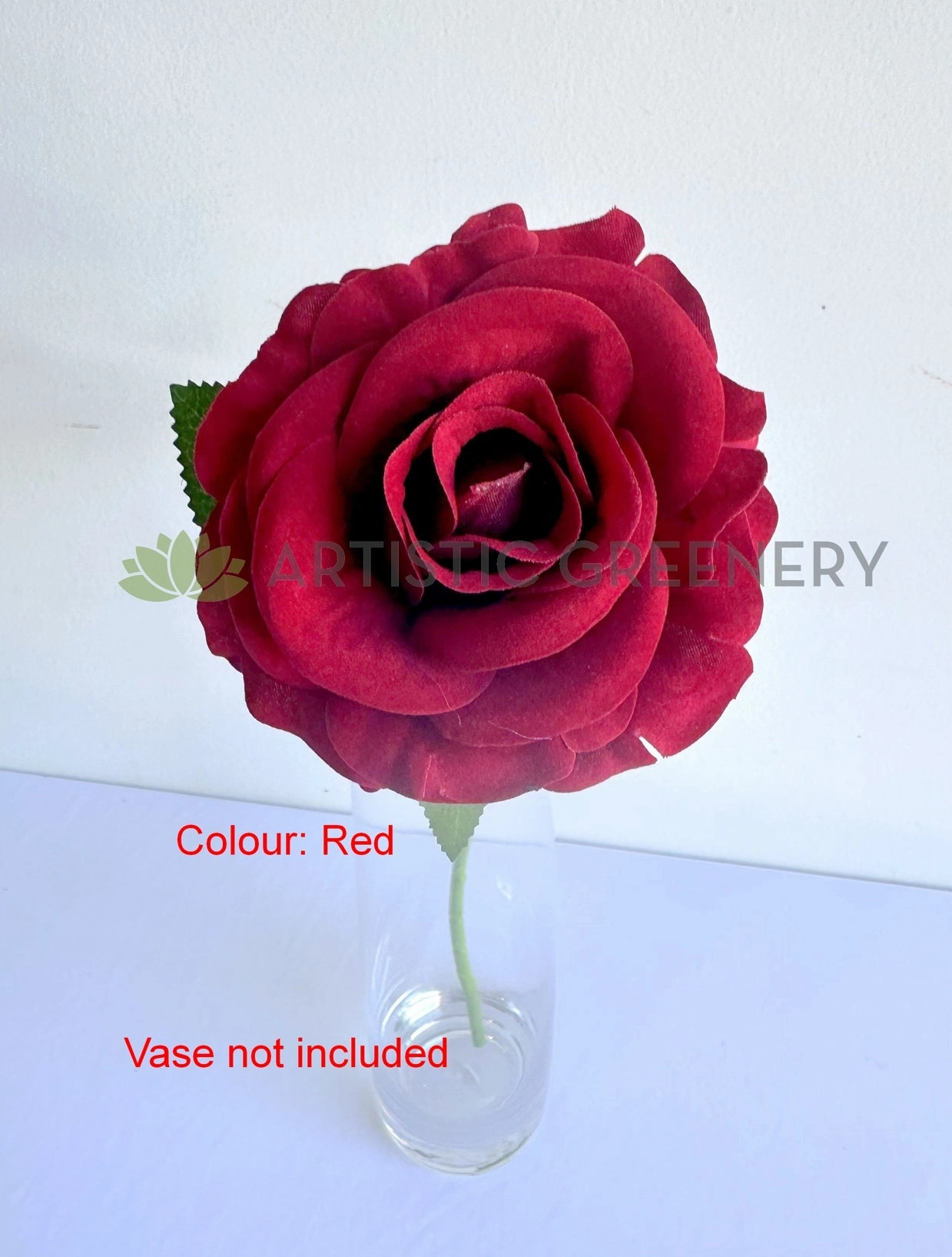 F0476 Velvet Rose Stem 51cm Dusty Pink / Red