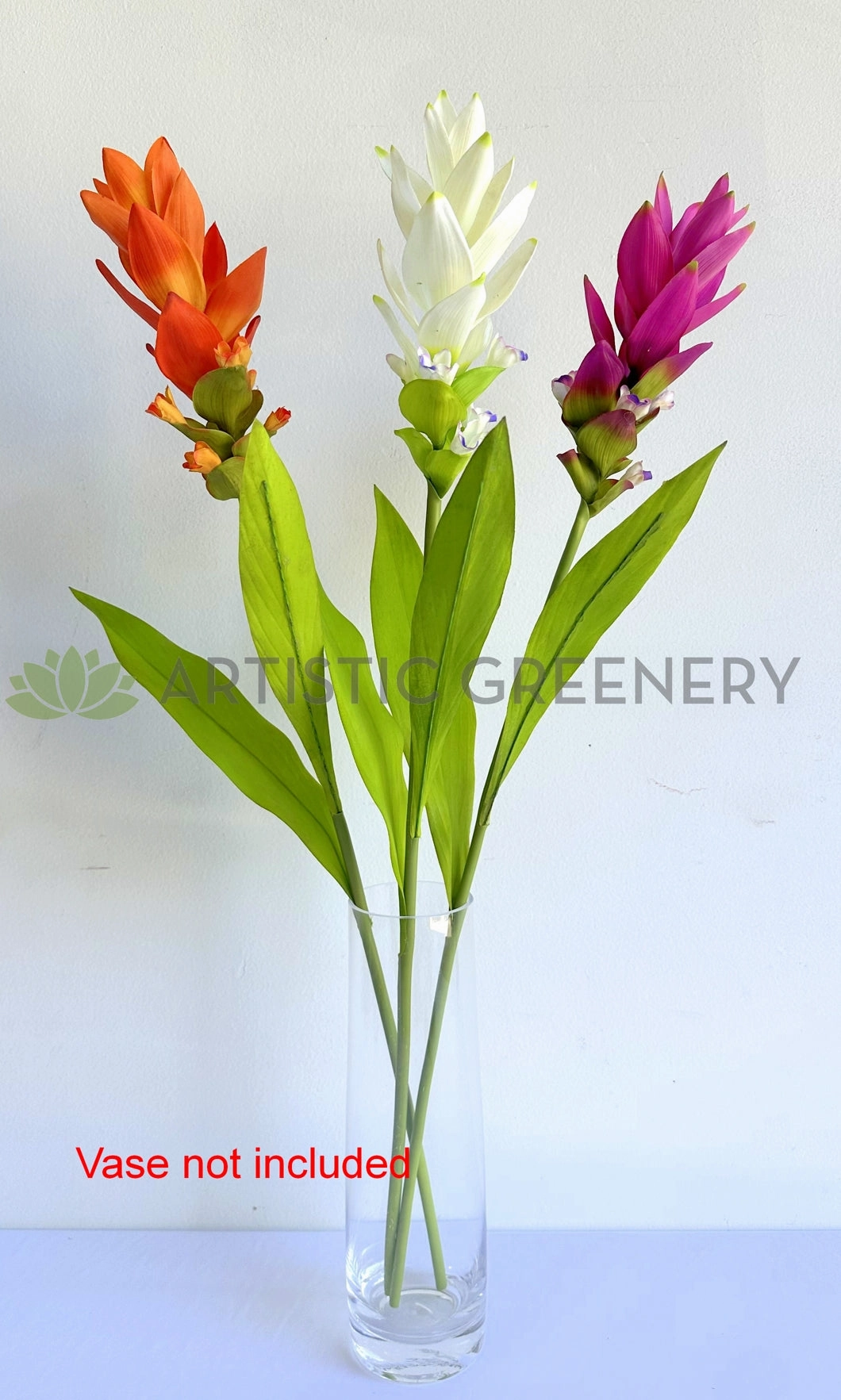 F0477 Bromeliad / Ginger Flower 73cm Orange / White / Purple