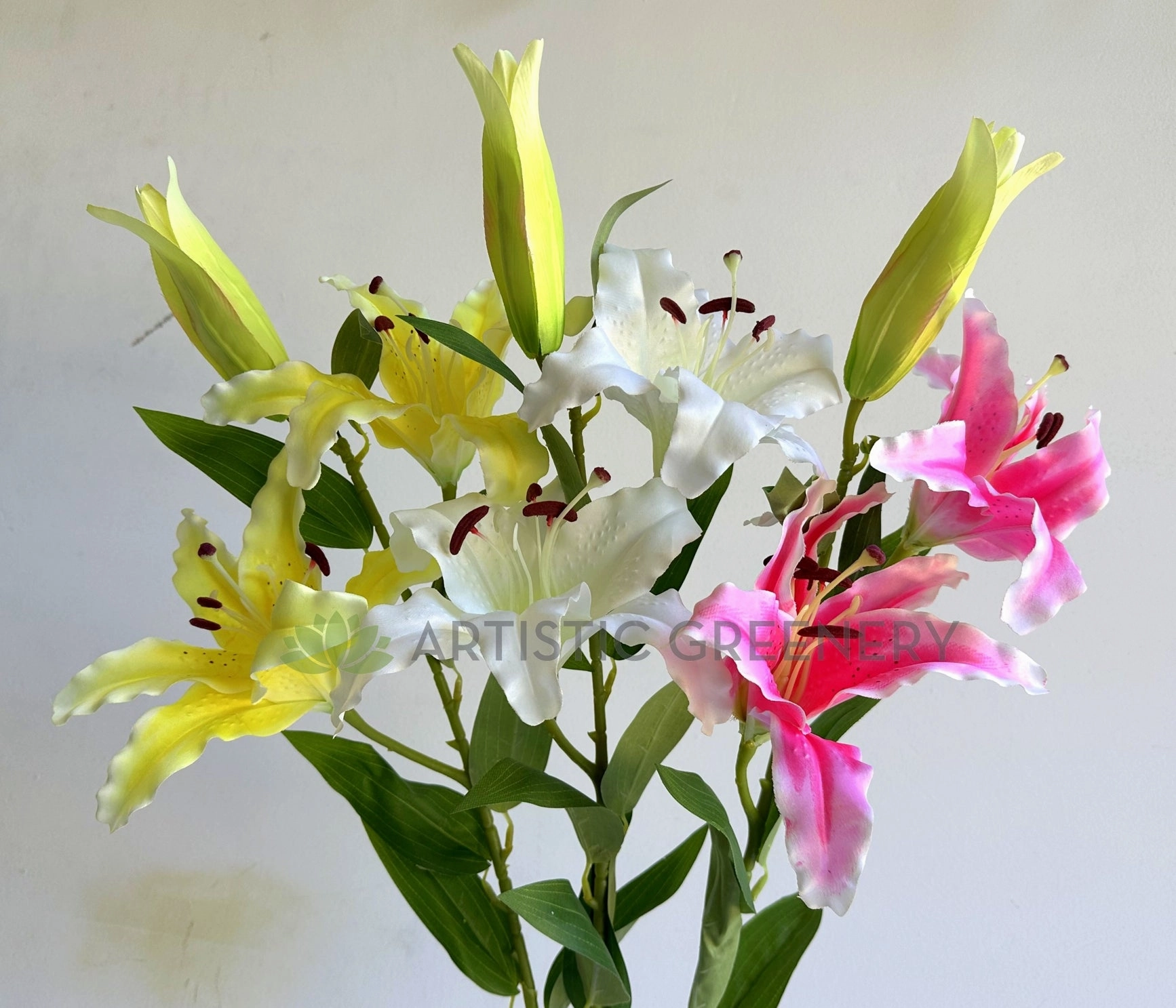 F0478 Casa Blanca Lily 99cm Yellow / White / Pink (SPECIAL)