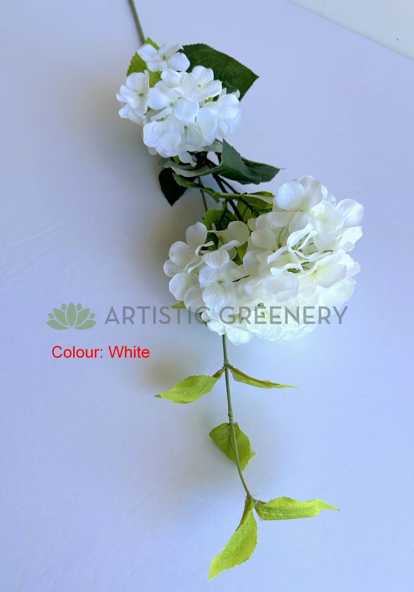 F0483 Hydrangea Stem 89cm White / Light Green (Clearance Stock)