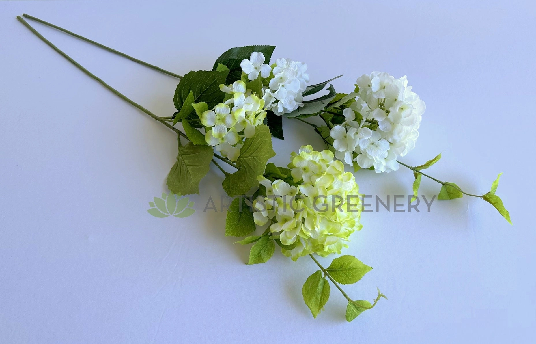 F0483 Hydrangea Stem 89cm White / Light Green (Clearance Stock)