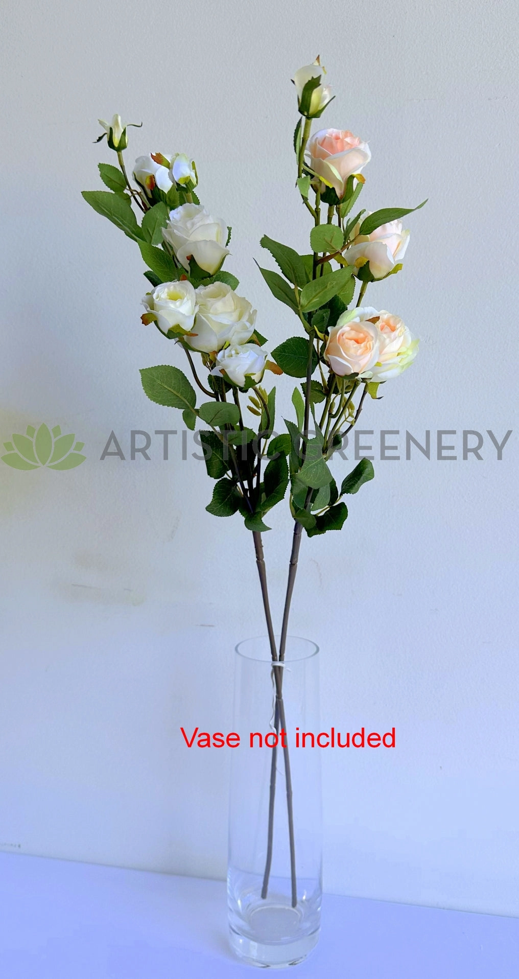 F0484 Small Rose Spray 74cm White / Blush (Clearance Stock)