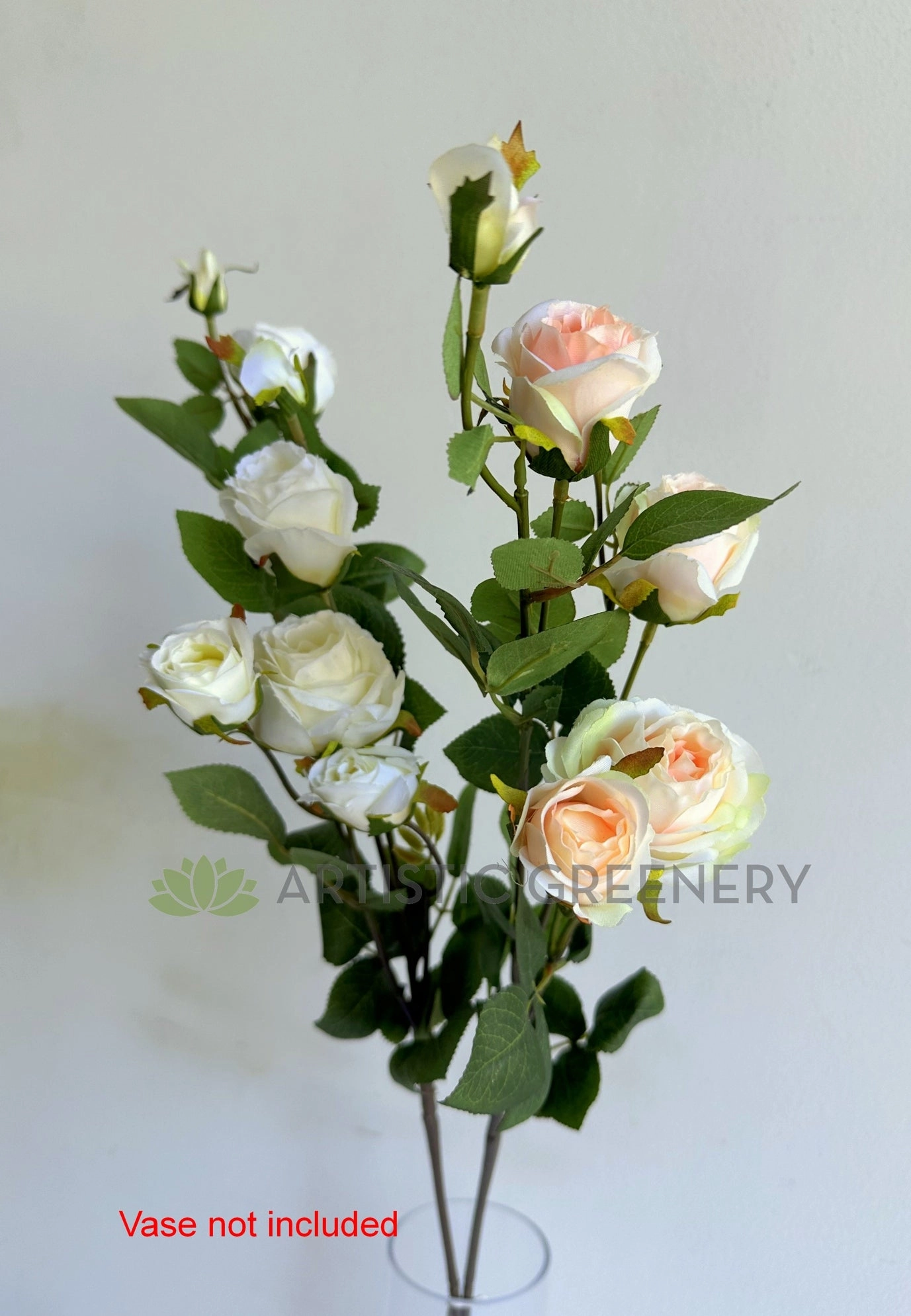 F0484 Small Rose Spray 74cm White / Blush (Clearance Stock)