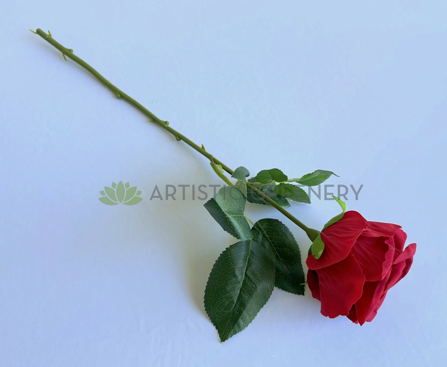F0489 Velvet Rose Stem 45cm Red
