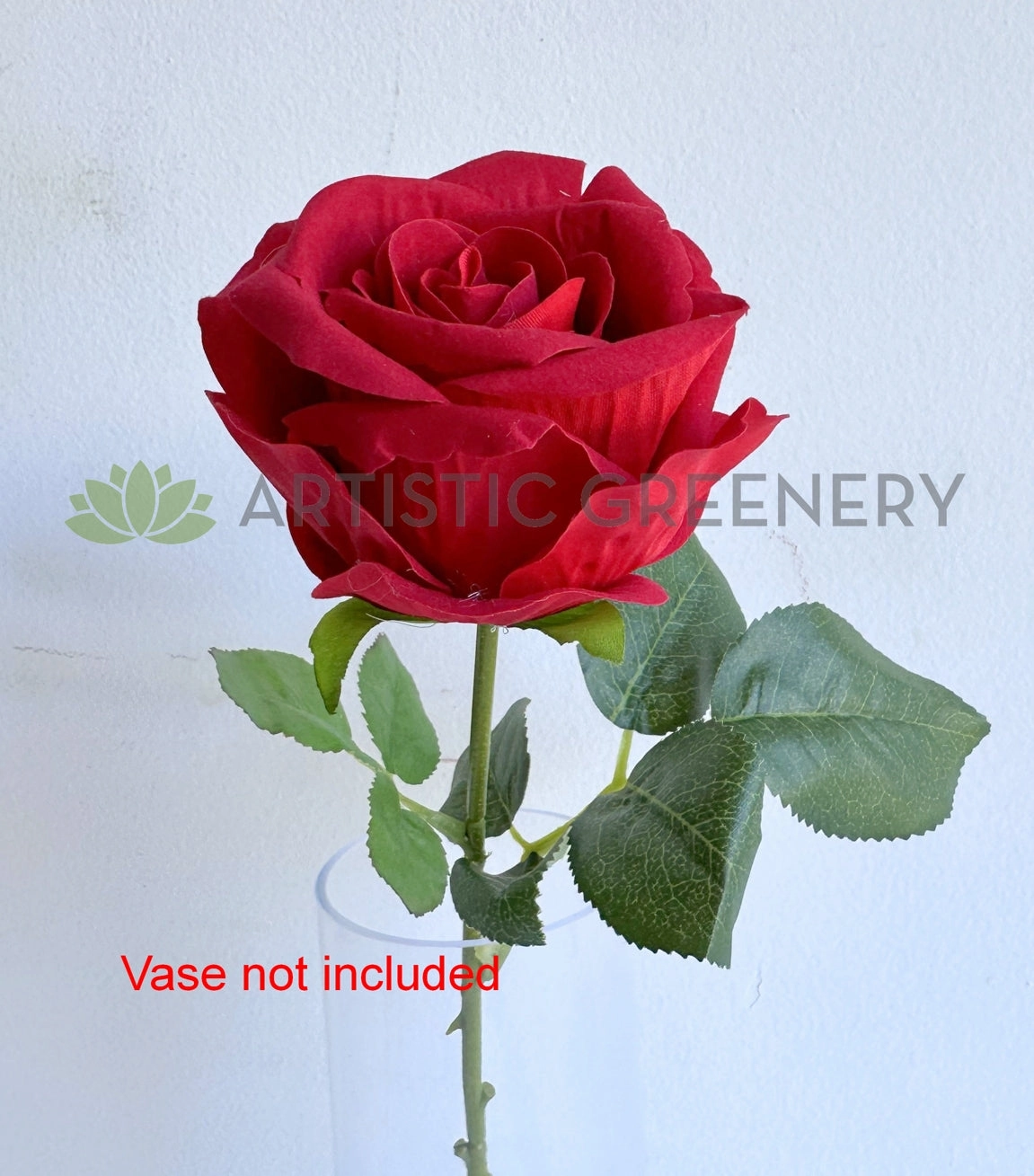 F0489 Velvet Rose Stem 45cm Red