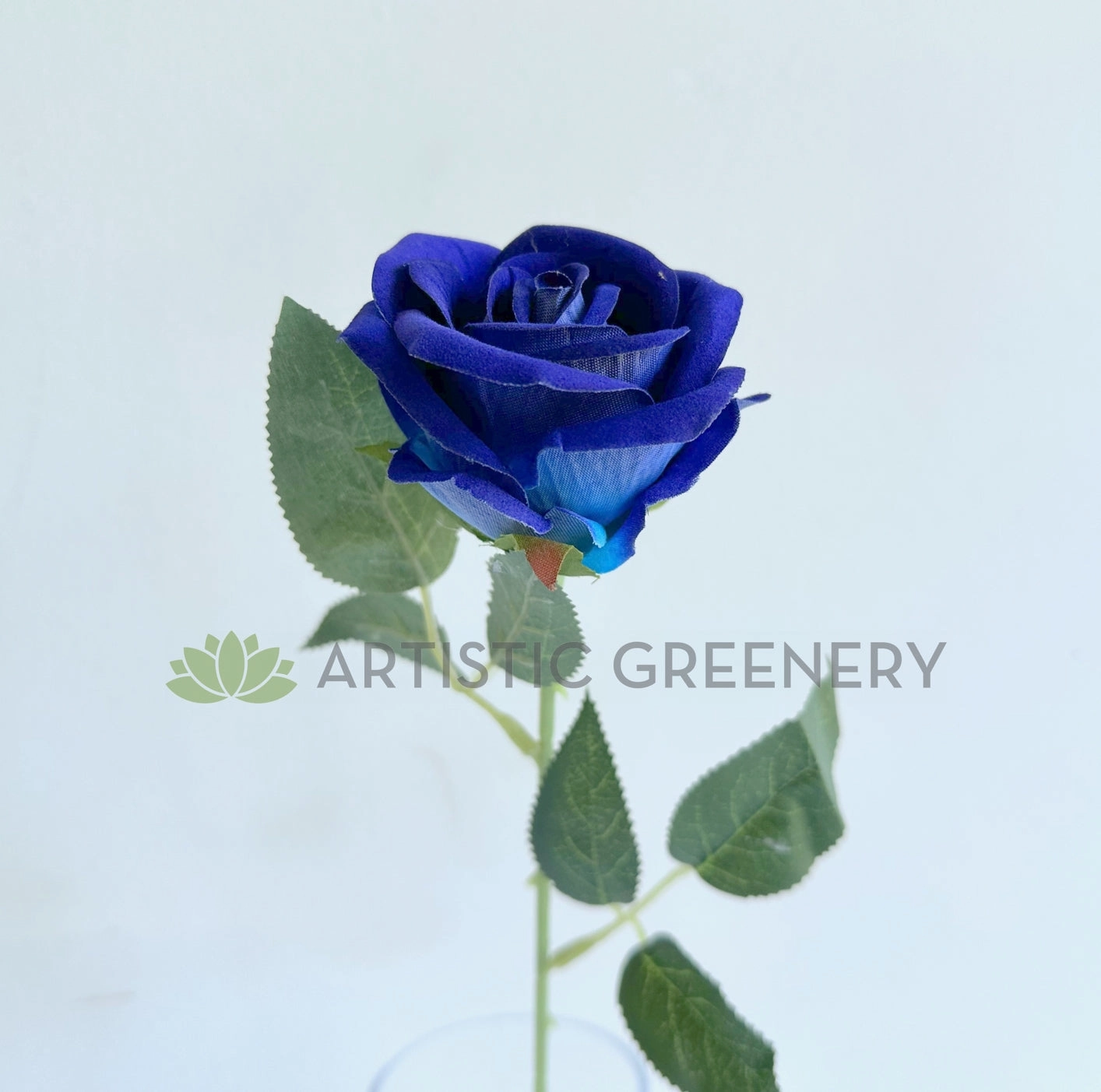 F0491 Velvet Blue Rose Stem 51cm