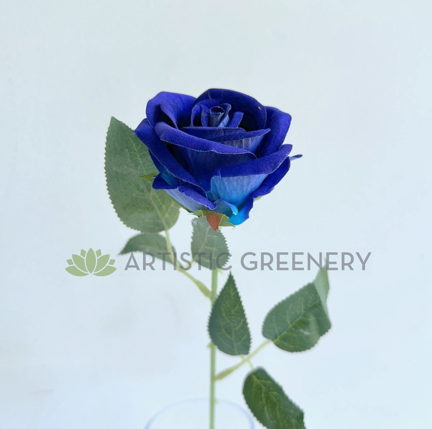 F0491 Velvet Blue Rose Stem 51cm
