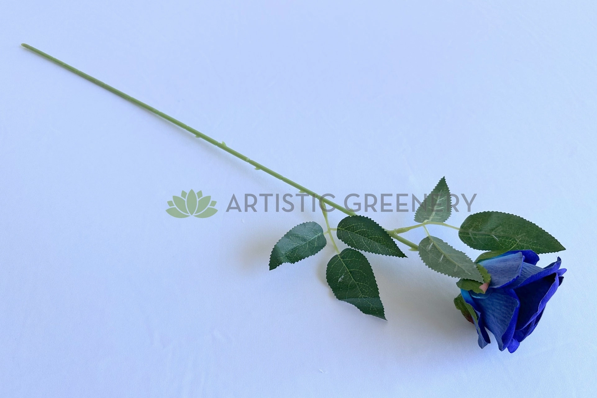 F0491 Velvet Blue Rose Stem 51cm