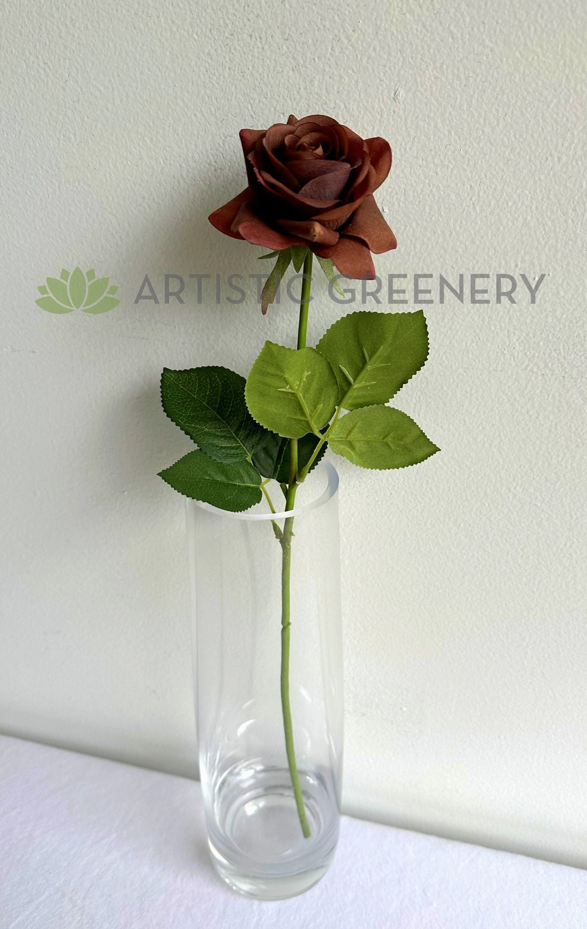F-SP0107 Latex Single Rose Stem 42cm Brown