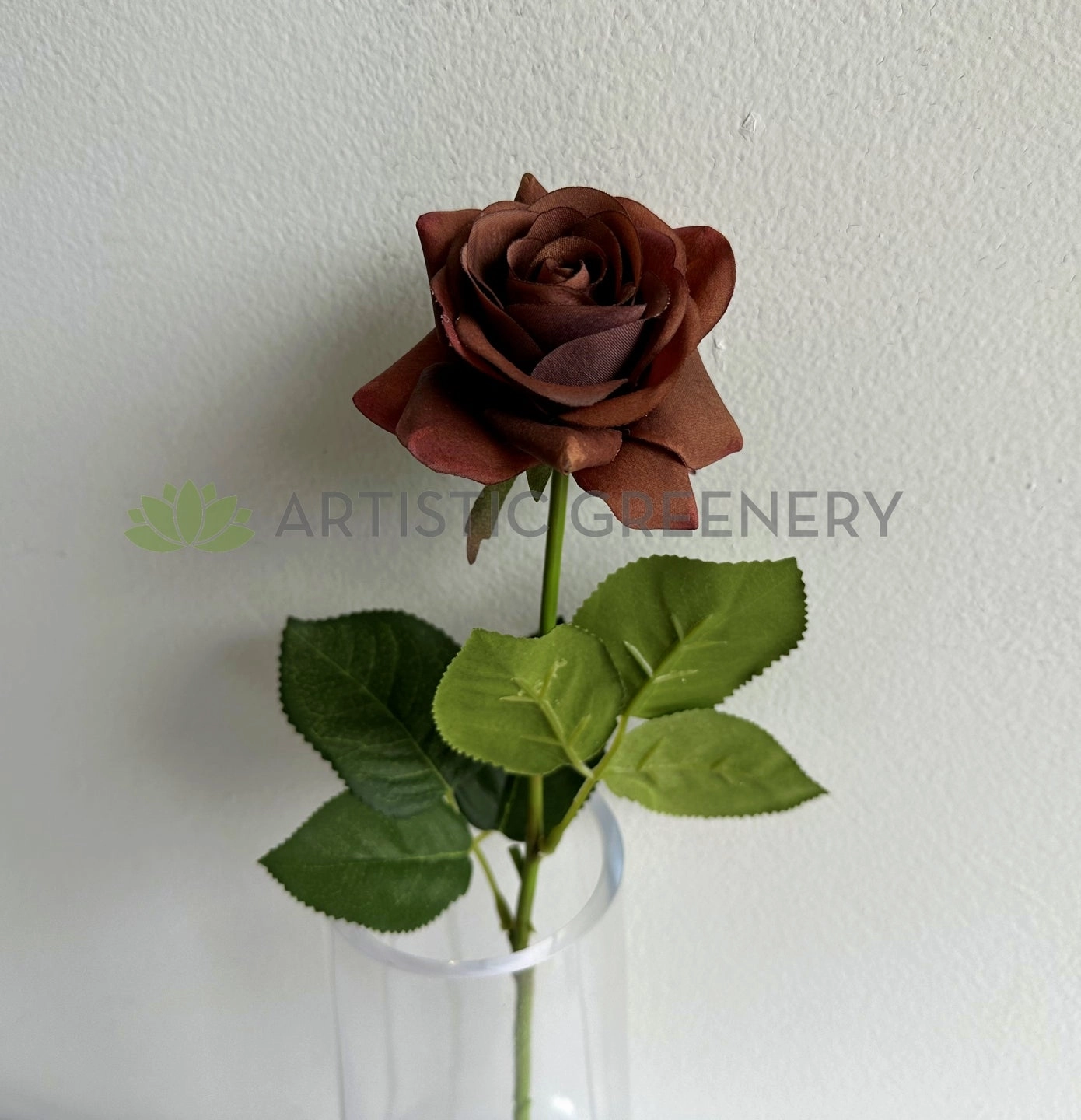 F-SP0107 Latex Single Rose Stem 42cm Brown