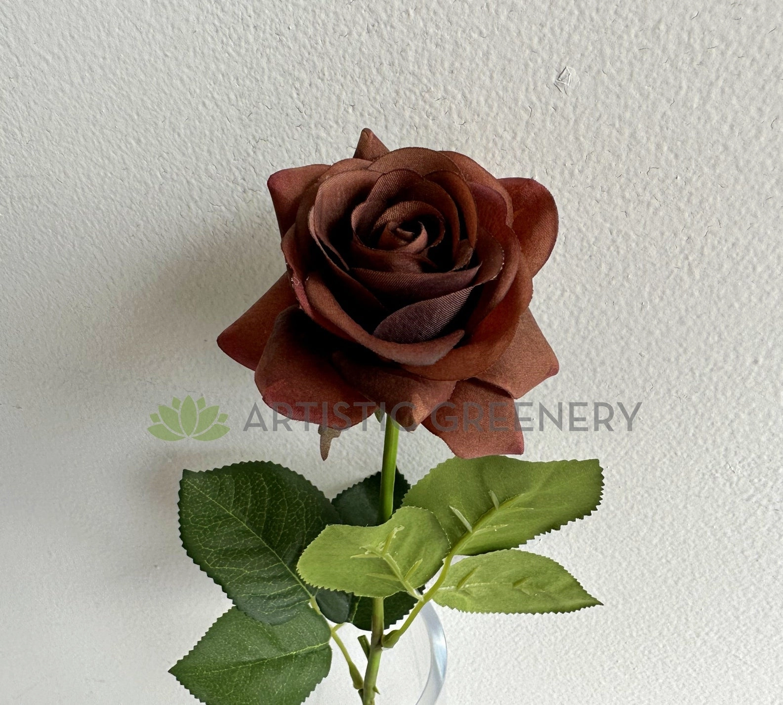 F-SP0107 Latex Single Rose Stem 42cm Brown