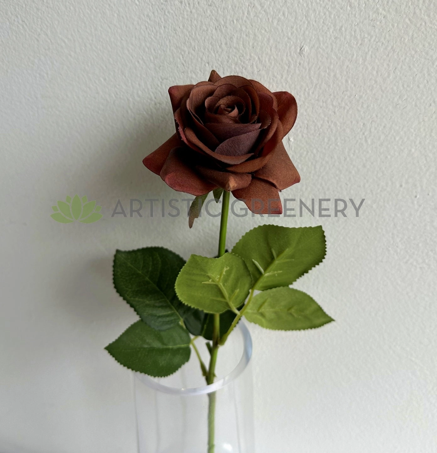 F-SP0107 Latex Single Rose Stem 42cm Brown
