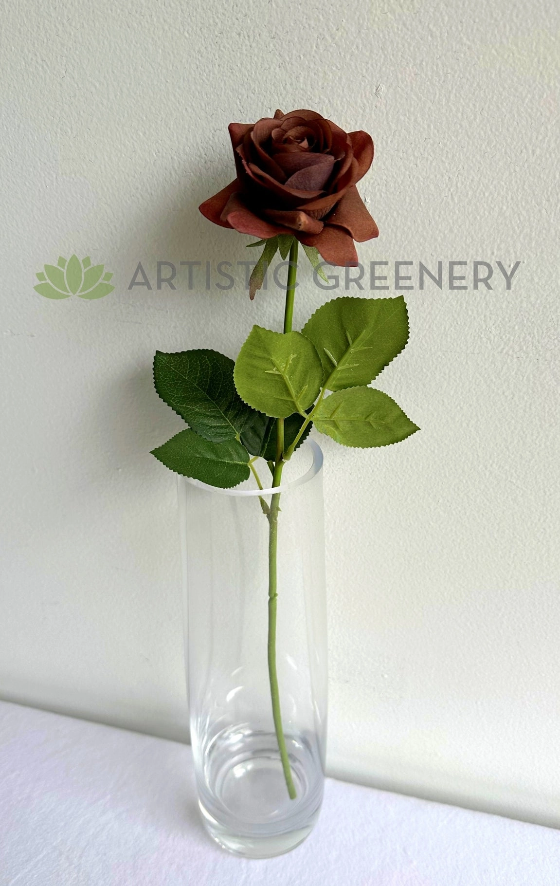 F-SP0107 Latex Single Rose Stem 42cm Brown