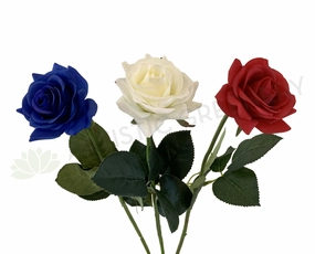 F-SP0107 Real Touch Quality Single Rose Stem 42cm Blue / White / Red indoor houseplants  
