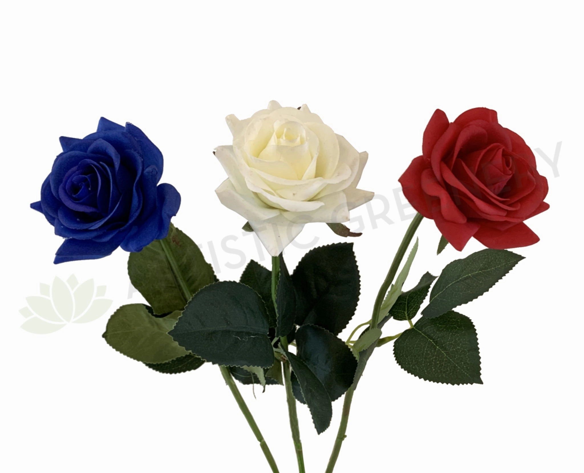 F-SP0107 Real Touch Quality Single Rose Stem 42cm Blue / White / Red indoor houseplants  