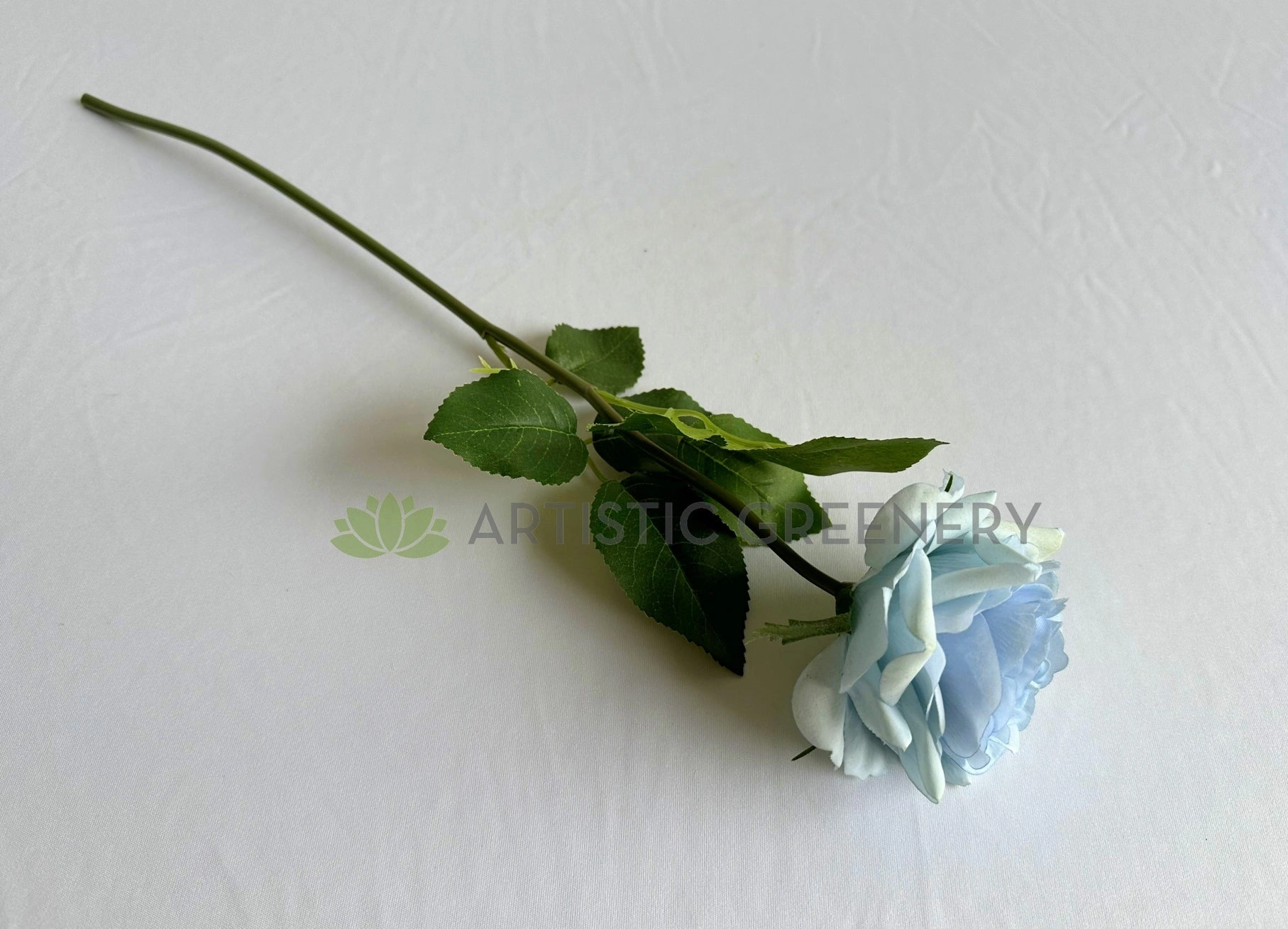 F-SP0107L Real Touch Quality Single Stem Light Blue Latex Rose 44cm