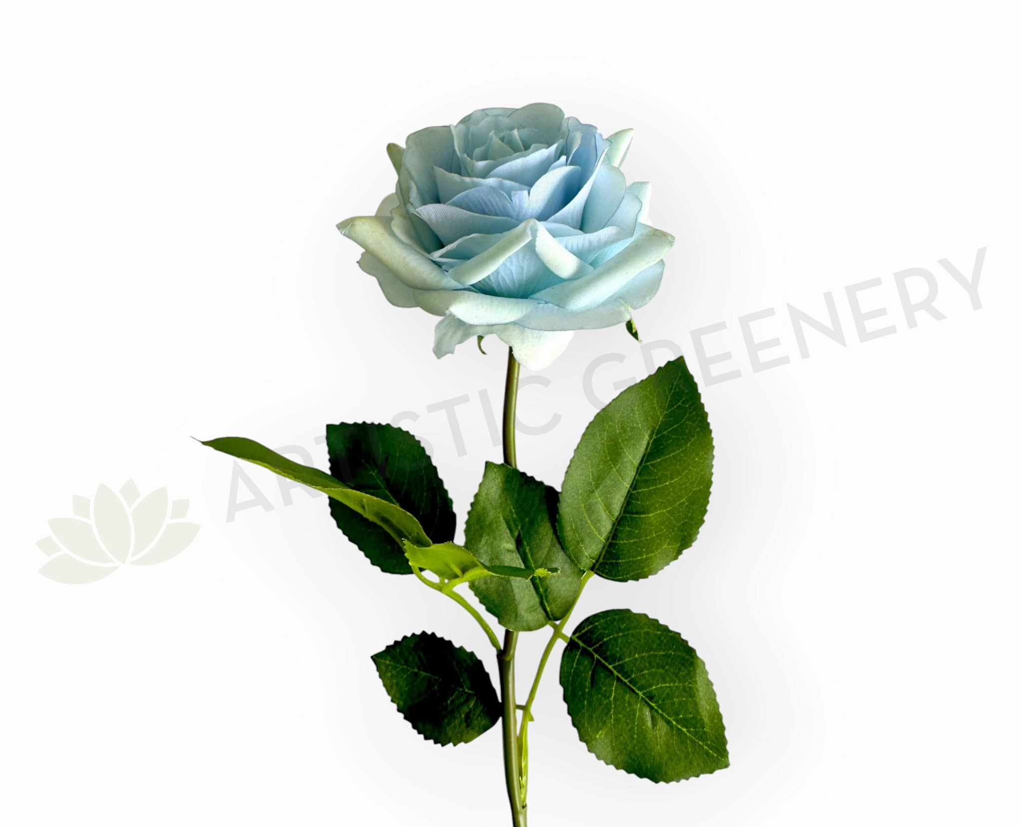F-SP0107L Real Touch Quality Single Stem Light Blue Latex Rose 44cm indoor houseplants  