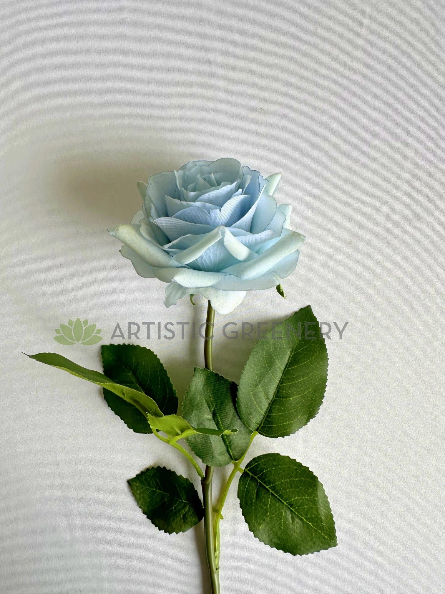 F-SP0107L Real Touch Quality Single Stem Light Blue Latex Rose 44cm