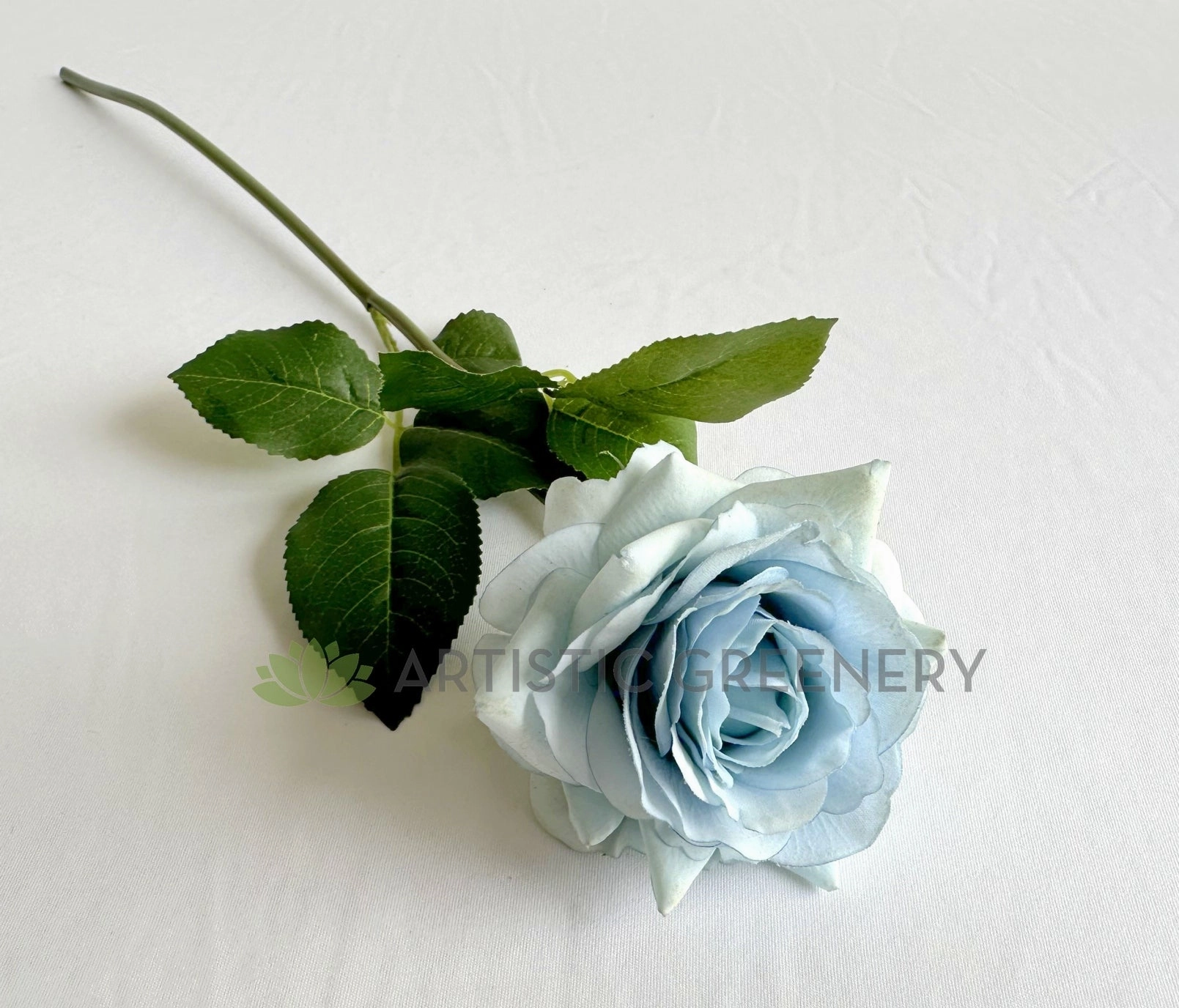 F-SP0107L Real Touch Quality Single Stem Light Blue Latex Rose 44cm