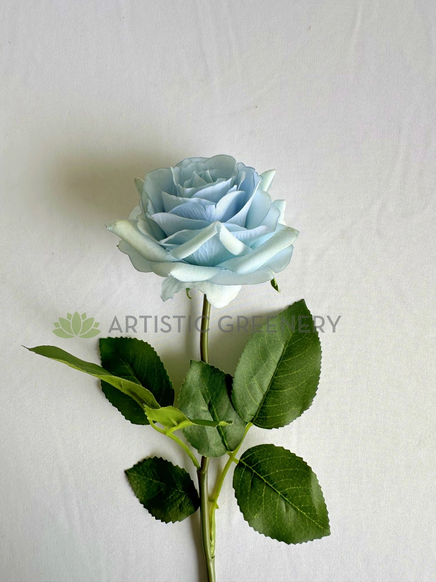 F-SP0107L Real Touch Quality Single Stem Light Blue Latex Rose 44cm