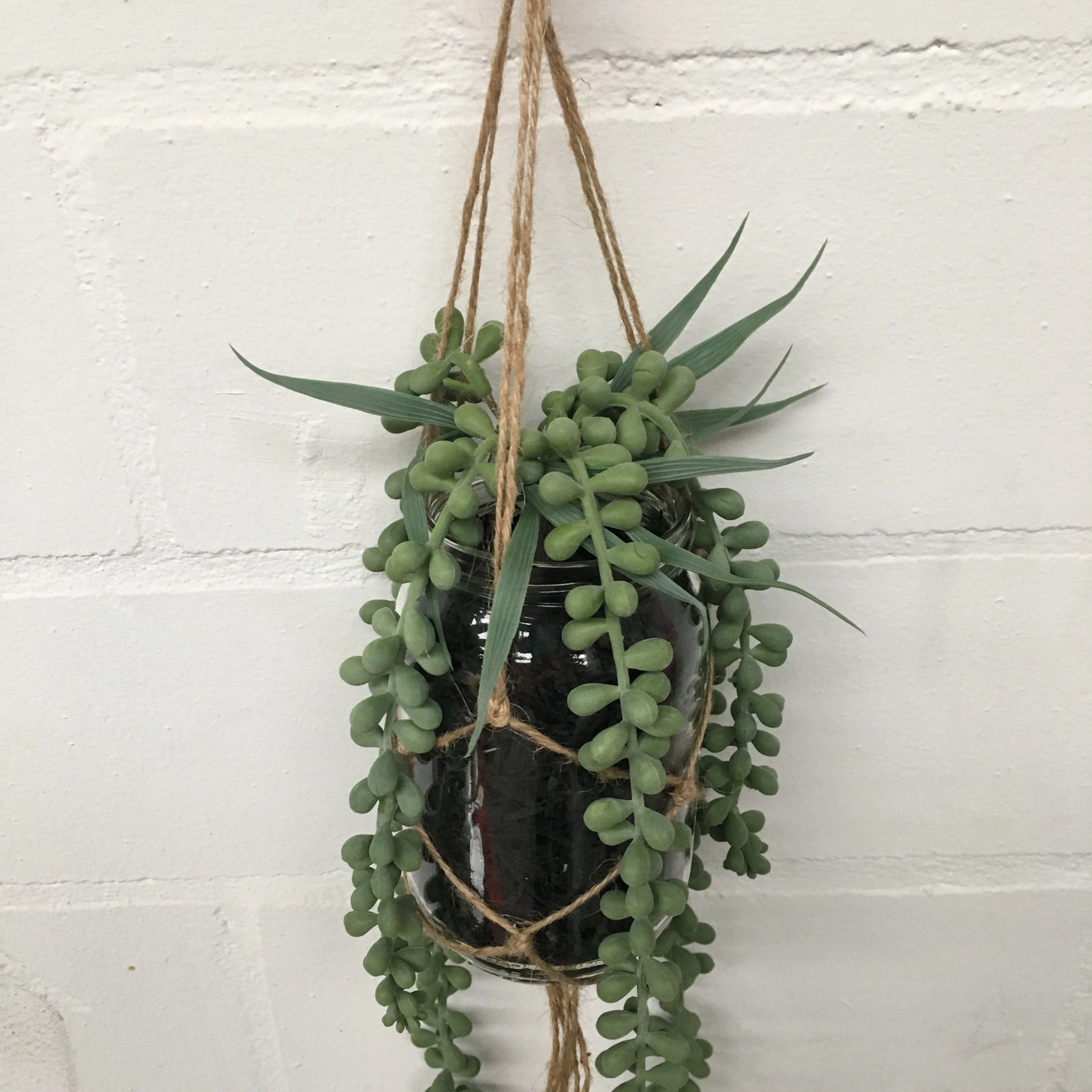 FA1062 - Macrame Hanging String of Pearls in Mason Jar (50cm Length)