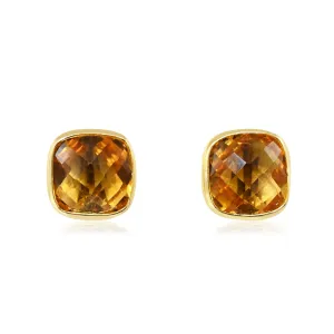 Faceted Citrine Earrings - 18ct Yellow Gold