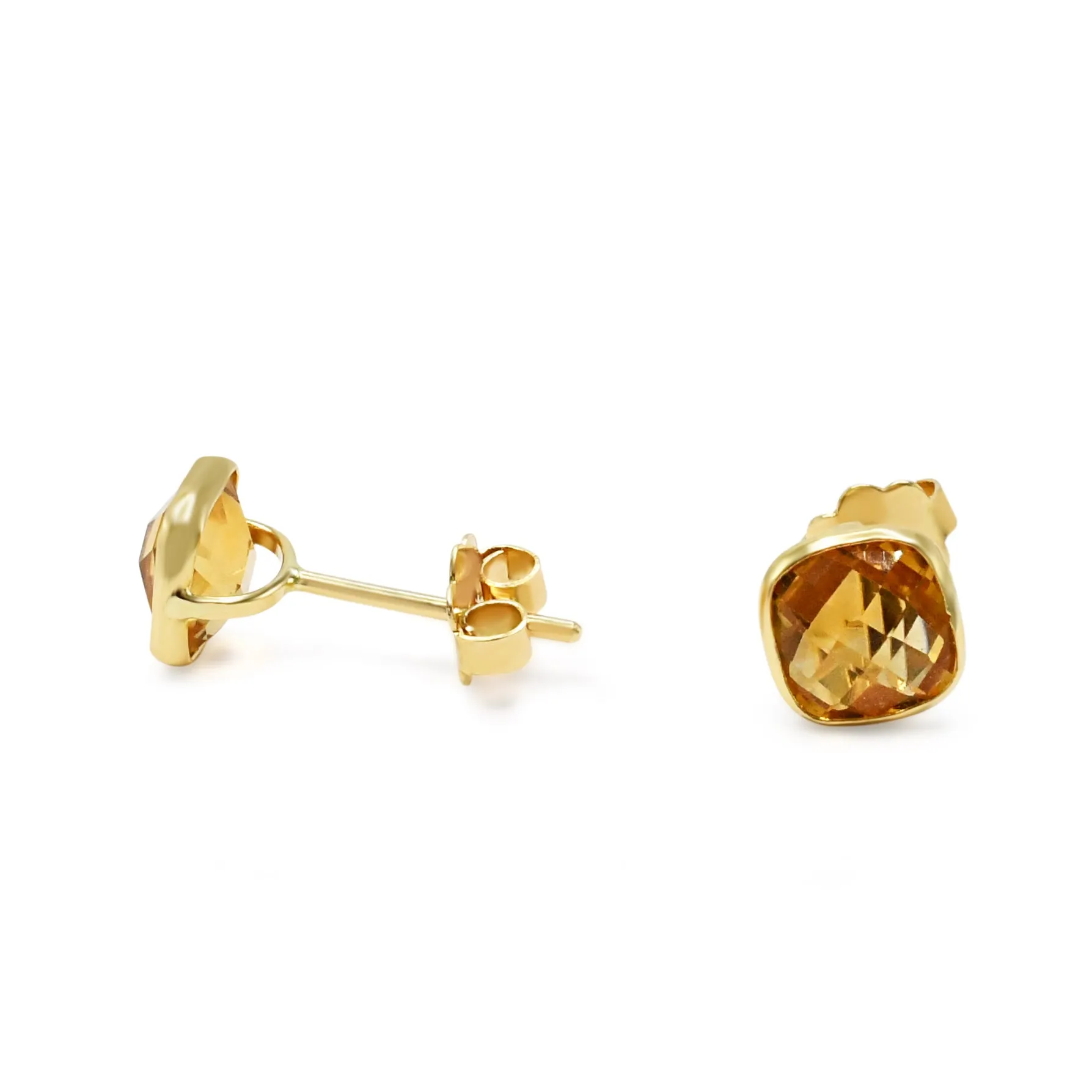 Faceted Citrine Earrings - 18ct Yellow Gold