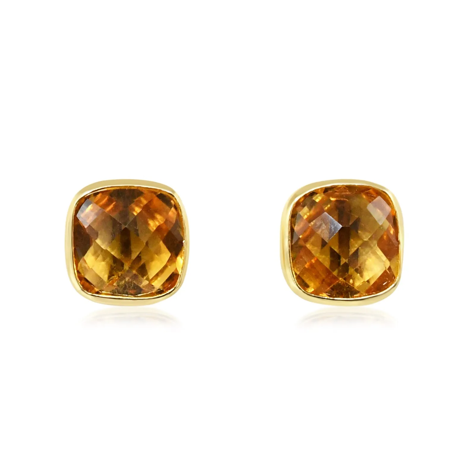 Faceted Citrine Earrings - 18ct Yellow Gold